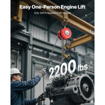 SucceBuy 1T/2T Hand Chain Hoist Manual Chain Block with 8/10/20ft Lifting Height Pulley Hoist for Garage Warehouse Machinery