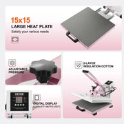 Charger l'image dans la visionneuse de galerie, Amocart Heat Press 15 X 15 In Heat Press Machine Slide Out Heat Transfer Machine Fast Even Heating 2-Layer Insulation Cotton
