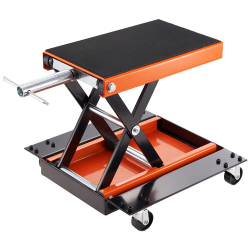 SucceBuy Motorcycle Lift 1100 LBS Motorcycle Lift Scissor Lift Jack with Dolly&Hand Crank Center Hoist Crank Stand for Motorbike