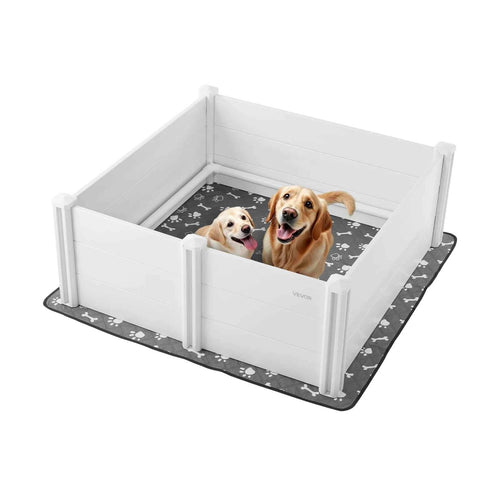 Amocart Dogs Whelping Box Plastic PVC Puppies Play Pen with Height Adjustable Door and Washable Pee Pad for Large Breed Dogs