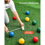 Amocart Bocce Ball Set 8 Resin Balls with Pallino Carry Bag and Measuring Rope Multi Color for Beach Lawn and Backyard Games