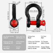 Charger l'image dans la visionneuse de galerie, Amocart 4pcs 5/8" D-Ring Shackle 8T 13T Breaking Strength Tow Hook with 3/4" Screw Pin for Truck Off Road Towing Accessories
