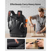 Charger l'image dans la visionneuse de galerie, Amocart 65 Pockets Tool Bag Tool Backpack with Molded Base Electrician Jobsite Back Pack  for Repairman Tools Storage Organizer
