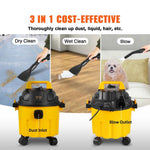 Amocart Wet Dry Vac 2.6 Gallon 2.5 Peak HP 3 in 1 Portable Shop Vacuum with Blowing Function  Attachment Storage for Floor