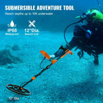 Amocart Professional Rechargeable Metal Detector 12" IP68 Waterproof Coil 39-50 in Adjustable + LCD 7Modes for Treasure Hunting
