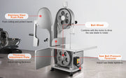 Bild in Galerie-Viewer laden, Amocart Commercial Electric Meat Bandsaw 650W 1800W Stainless Steel Countertop  Sawing Machine Frozen Fish Cutter for Pork
