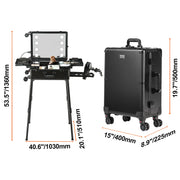 Bild in Galerie-Viewer laden, Amocart Professional Makeup Train Case Aluminum Cosmetic Case Workbench With Supporting Legs Rolling Makeup Case Extra Large
