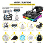 Amocart Combo Heat Press Machine 5/6/8 in 1 30*38CM 38*38CM Muntifunctional Sublimation Printer Transfer for Mug Hat Plate