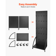 Bild in Galerie-Viewer laden, Amocart Standing Pegboard Display with Casters &amp; 30 Hooks Thickened Steel Peg Board Panel for Retail Store Jewelry Shop
