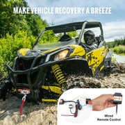 Bild in Galerie-Viewer laden, Amocart 3500lbs Electric Winch ATV/UTV Wired Car Winch with 39 ft Synthetic Rope Aluminum IP55 Waterproof for Towing Boat Truck
