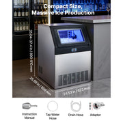 Charger l'image dans la visionneuse de galerie, Amocart 80lbs-440lbs/24H Commercial Ice Maker Machine Stainless Steel Ice Maker with LED Display &amp; Self-Cleaning for Bar Home
