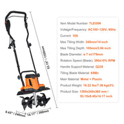 Charger l'image dans la visionneuse de galerie, Amocart 12 Amp Electric Tiller 18" Tilling Width 3.94" Tilling Depth Corded Electric Tiller/Cultivator Steel Mn Tines Rototille
