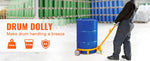 Amocart 55Gal 1200Lbs Oil Drum Trolley Heavy Duty Removable Hydraulic Block Auxiliary Handcart with Wheels for Warehouse Winery