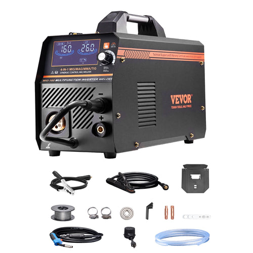 Amocart 4 in 1 MIG Welding Machine Gas MIG 160A 200A Multi-Process Synergic Mig Welder w/ IGBT Inverter LCD Screen Display MIG