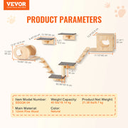 Charger l'image dans la visionneuse de galerie, Amocart Wall Mounted Cat Shelves Cat Wall Shelves and Perches with Jumping Boards Hammocks &amp; Cat Tree Cat Furniture and Shelves
