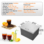 Amocart Drop in Ice Chest Stainless Steel Ice Cooler Commercial Ice Bin with Hinged Cover Outdoor Kitchen Ice Bar