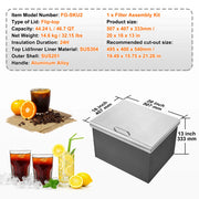 Charger l'image dans la visionneuse de galerie, Amocart Drop in Ice Chest Stainless Steel Ice Cooler Commercial Ice Bin with Hinged Cover Outdoor Kitchen Ice Bar
