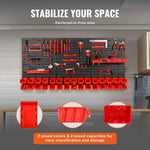 Amocart Wall Mounted Storage Bins 30/48-Bin Parts Rack Organizer Garage with Wall Panels Hooks Plastic Shop Tool