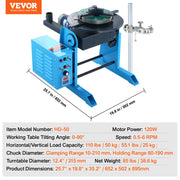 Bild in Galerie-Viewer laden, Amocart Rotary Welding Positioner 50KG 0-90° Welding Positioning Turntable Table 0.5-6RPM 120W with 12.4 Inch 3-Jaw Lathe Chuck
