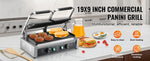 Amocart Commercial Panini Grill 3600W Electric Sandwich Panini Maker with Temp Control And 19"x9" for Hamburger Steak Bacon