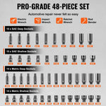 Amocart Drive Impact Socket Set Deep & Shallow Socket Set Cr-Mo Alloy Steel Auto Repair EasytoRead Size Markings Storage Case