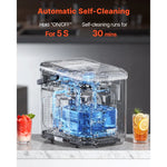Amocart Countertop Ice Maker 9 Cubes Ready in 6 Mins 26lbs in 24Hrs Self-Cleaning Portable Ice Maker with Ice Scoop and Bask