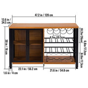 Bild in Galerie-Viewer laden, Amocart 47/55inch Industrial Bar Cabinet Wine Bar Cabinet Table with Wine Rack &amp; Glass Holder for Dining Living Room Rustic Oak
