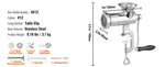 Amocart Manual Meat Grinder 304 Stainless Steel Hand Meat Grinder with Steel Table Clamp Meat Mincer Sausage Maker