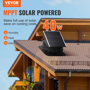 Bild in Galerie-Viewer laden, Amocart Solar Attic Fan 40W 1230 CFM Large Air Flow Solar Roof Vent Low Noise and Weatherproof with Smart Adapter for Home
