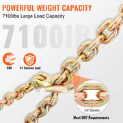 Bild in Galerie-Viewer laden, SucceBuy 1/2pcs Binder Chain Trailer Tow Zinc Plated Truck with Safety Grab Hooks for Logging Binder Tie Down Transport Flatbed
