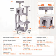 Bild in Galerie-Viewer laden, Amocart Cat Tree for Indoor Cats Cat Tower with Cat Condo Sisal Scratching Post HammockTop Perch Jumping Platforms Dark Grey
