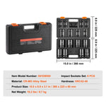 SucceBuy 3/8" Drive Impact Socket Set 29 Pcs Shallow Socket SAE 3/8-1" and Metric 8-22mm 6Point CR-V Alloy Steel for Auto Repair