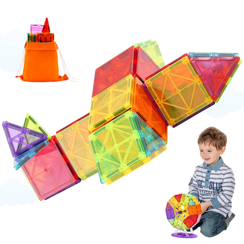 Amocart 121PCS Magnetic Building Blocks Set Construction Puzzle Magnetic Sheet Tiles Boys Girls Children Montessori Toys Gifts