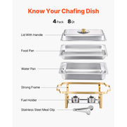 Bild in Galerie-Viewer laden, Amocart 8 Qt 2 4 Pack Chafing Dish Buffet Set Stainless Steel Chafer with 4 Full Size Pans Rectangle Catering Warmer Server

