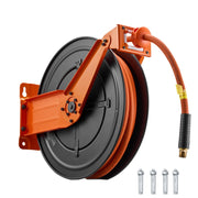 Charger l'image dans la visionneuse de galerie, SucceBuy Retractable Air Hose Reel Auto Rewind Air-Compressor Hoses Reel with 5 ft Lead in Ceiling/Wall Mount Steel Double Arm
