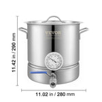 SucceBuy Stainless Steel Kettle 5 GALLON Brewing Pot Tri Ply Bottom for Beer Brew Kettle Pot Home Brewing Supplies Includes Lid