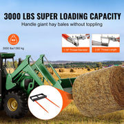 Load image into Gallery viewer, Amocart 49" Hay Spear Bale Spears 3000lbs Loading Capacity Skid Steer Loader Tractor Bucket Attachment with Stabilizer Spears

