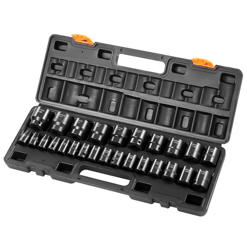 Amocart 1/2In 26Piece Impact Socket Set Impact Sockets Shallow Socket 6-Point Sockets 1/2 Inches Drive Socket Set Impact Metric