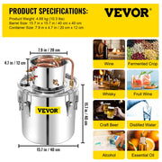 Bild in Galerie-Viewer laden, Amocart 50L Moonshine Still Alcohol Distiller w/ Water Pump Stainless Copper DIY Brew Ethanol Wine Essential Oil Brewing Kit
