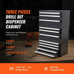 Amocart Drill Bit Dispenser Cabinet 3 Pieces Three-Drawer 1/16" to 1/2" & Letter Sizes A to Z Five-Drawer Drill Bit Organizer