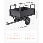 Amocart Garden Utility Trailer 17Cu.Ft&600lbs Capacity ATV UTV Trailer Tow Behind Steel Dump Cart with 16" Tires for Lawn Mower