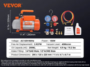Charger l'image dans la visionneuse de galerie, Amocart 3.5CFM 4CFM Single Stage Rotary Vane HVAC Air AC Vacuum Pump &amp; A/C Refrigerant Kit Manifold Gauge Set Air Conditioning
