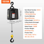 Amocart 1100lbs 1500W Electric Hoist Winch Portable Power Winch Crane with Wireless Remote Control for Overload Protection