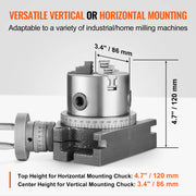 Bild in Galerie-Viewer laden, Amocart Precision Milling Rotary Table 4''/100mm Horizontal Vertical Model with 3-Jaw Chuck Indexing Tools for Milling Machines
