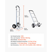 Charger l'image dans la visionneuse de galerie, Amocart 500LBS Hand Truck Dolly with Non-Slip Wheels &amp; Tie-down Strap Aluminum Alloy Portable Trolley for Moving Home Warehouse
