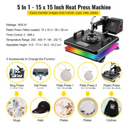 Bild in Galerie-Viewer laden, Amocart 5 6 8 in 1 Heat Press Machine T shirt Heat Transfer Printer Muntifunctional Sublimation For Mug/Latte Mug/Plate/Bottle
