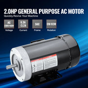 Charger l'image dans la visionneuse de galerie, Amocart 2HP Electric Motor 3450rpm AC 230V/460V Air Compressor Motor 3Phase 5/8" Keyed Shaft CW Rotation for General Equipment
