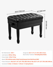 Bild in Galerie-Viewer laden, Amocart Piano Use Chair, Piano Bench with High-Density Padded Cushion &amp; Storage Compartment Wooden Piano Bookcase Stool Seat
