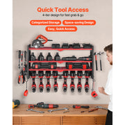Load image into Gallery viewer, SucceBuy 4-Layer Hand Power Tool Organizer Rack Wall Mounted Pegboards Electric Drill Storage Holder for Garage Workshop
