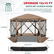 Load image into Gallery viewer, 12x12 FT Screened Gazebo, Pop Up Stargazing Canopy Tent, Khaki | Gazebos On Clearance with Removable Roof,Instant, Customized
